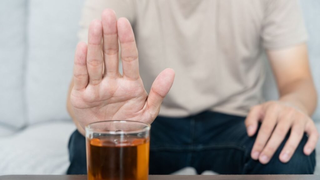 Hand Gesture Rejecting Alcohol - Symbol of Sobriety and Recovery