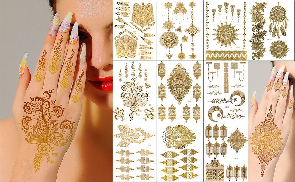 gold henna design